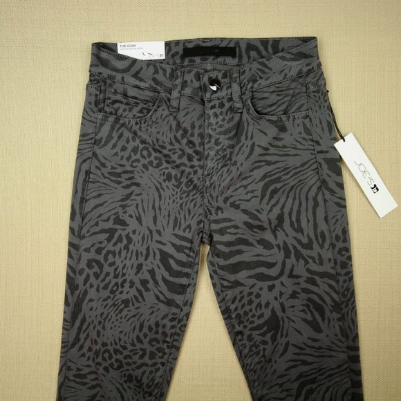Joe's Jeans Icon Mid Rise Skinny Ankle Women's Size 25 Gray Animal Print NWT - Picture 6 of 12